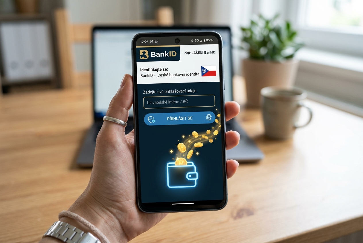 Digitální zabezpečení BankID a vizualizace spojení bankovního účtu s herním kontem